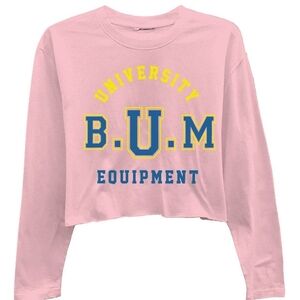 Equipment Pink Long Sleeve Cropped Tee